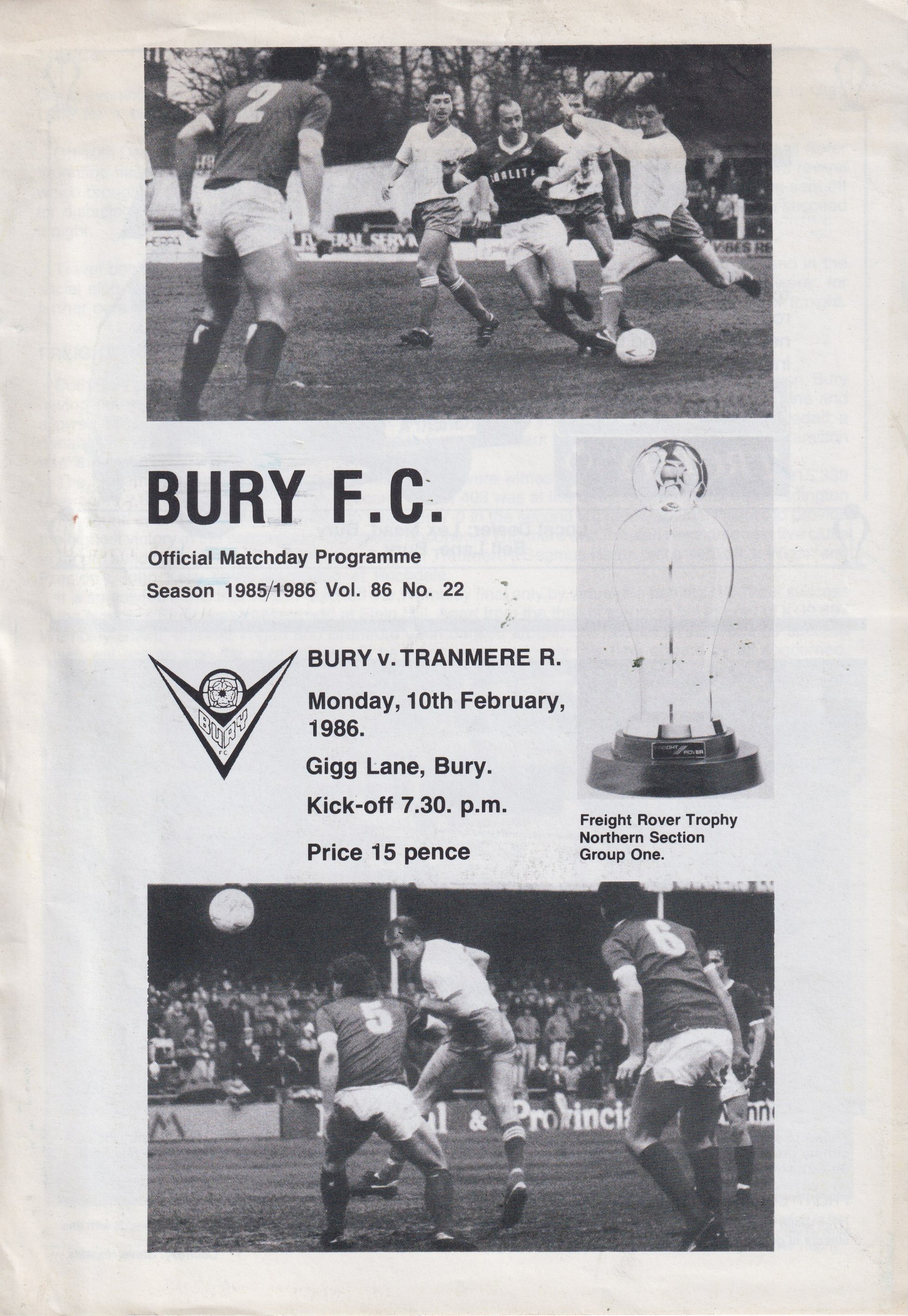 Bury v Tranmere Rovers match programme